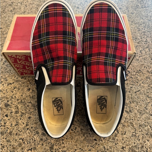 Vans Other - Vans Slip-On Plaid Red & Black Skate Shoes